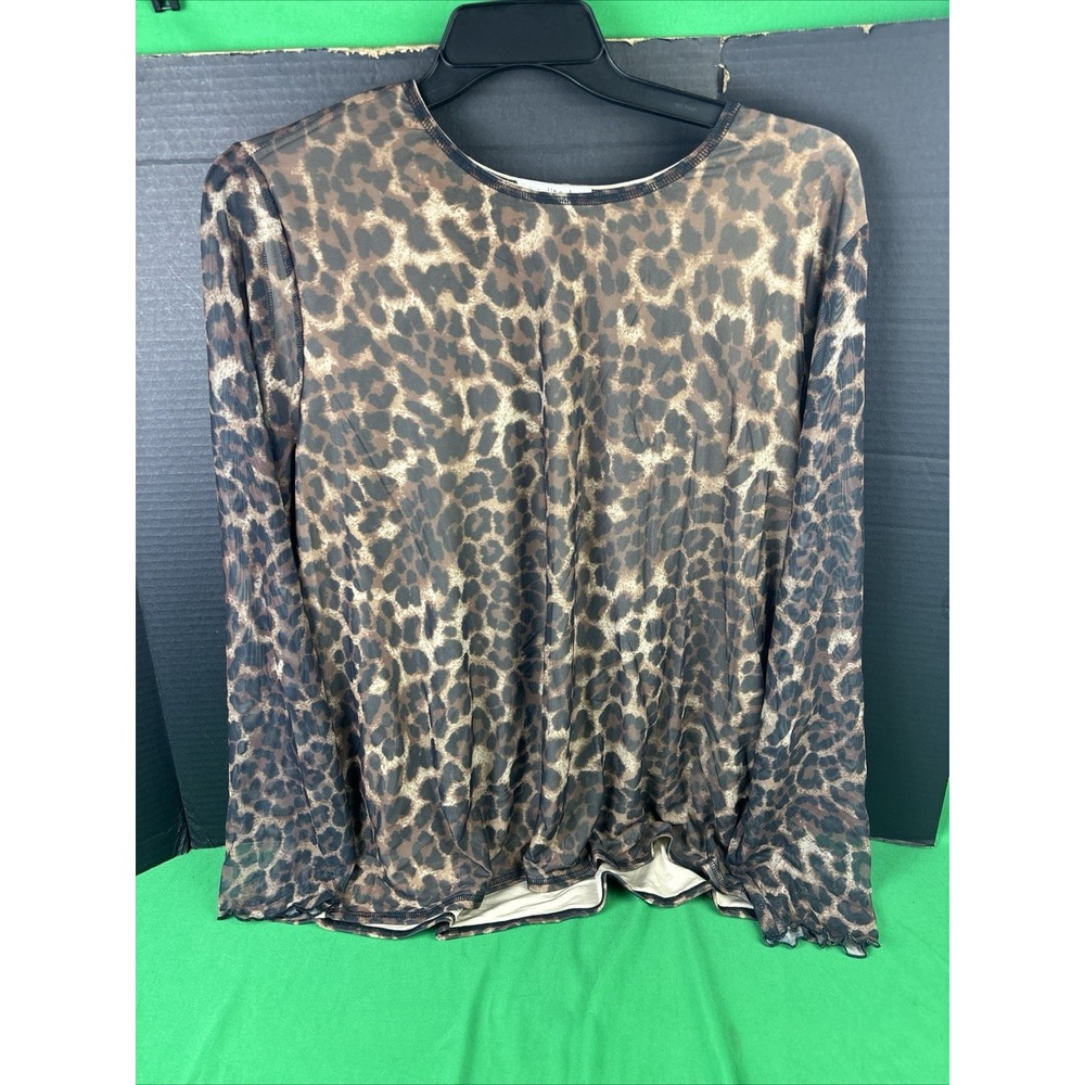 Edited by Remi Bader Women's Long Sleeve Mesh Top Size M Leopard Print - Picture 6 of 7